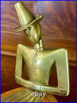 VERY RARE Karl Hagenauer Bookends Tyrol Brass with Wood, 1950s, Unsigned