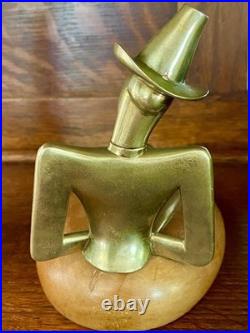 VERY RARE Karl Hagenauer Bookends Tyrol Brass with Wood, 1950s, Unsigned