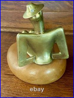 VERY RARE Karl Hagenauer Bookends Tyrol Brass with Wood, 1950s, Unsigned