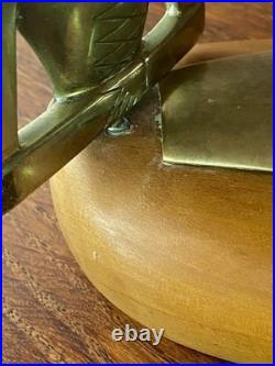 VERY RARE Karl Hagenauer Bookends Tyrol Brass with Wood, 1950s, Unsigned