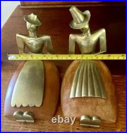VERY RARE Karl Hagenauer Bookends Tyrol Brass with Wood, 1950s, Unsigned