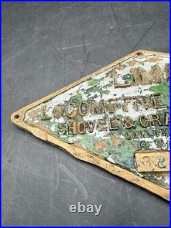 VERY RARE Lima Locomotive Works Inc. Shovel & Crane Division Brass Placard