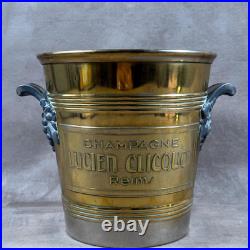 VERY RARE Lucien Clicquot Silver Metal and Brass Champagne Bottle Bucket