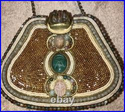 VERY RARE M&J HANSEN Designs Made in USA Art Deco Brass Agate Stones PURSE 19L