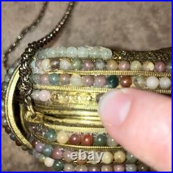 VERY RARE M&J HANSEN Designs Made in USA Art Deco Brass Agate Stones PURSE 19L VERY RARE M&J HANSEN Designs Made in USA Art Deco Brass Agate Stones PURSE 19L