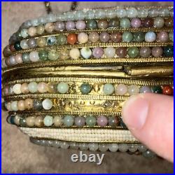 VERY RARE M&J HANSEN Designs Made in USA Art Deco Brass Agate Stones PURSE 19L