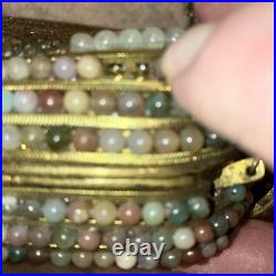 VERY RARE M&J HANSEN Designs Made in USA Art Deco Brass Agate Stones PURSE 19L