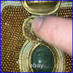 VERY RARE M&J HANSEN Designs Made in USA Art Deco Brass Agate Stones PURSE 19L