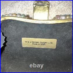 VERY RARE M&J HANSEN Designs Made in USA Art Deco Brass Agate Stones PURSE 19L