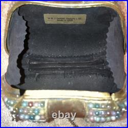 VERY RARE M&J HANSEN Designs Made in USA Art Deco Brass Agate Stones PURSE 19L