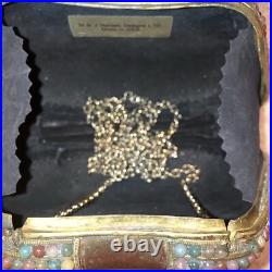 VERY RARE M&J HANSEN Designs Made in USA Art Deco Brass Agate Stones PURSE 19L