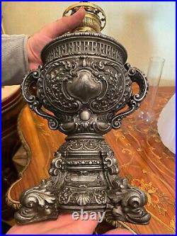 VERY RARE Massive Antique 2nd Half 1800's German Metal Brass Kerosene Oil Lamp