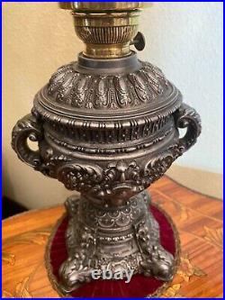 VERY RARE Massive Antique 2nd Half 1800's German Metal Brass Kerosene Oil Lamp