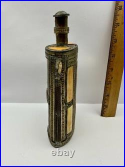 VERY RARE Moroccan Brass Berber Tribal Flask Gunpowder Or Perfume Inlayed