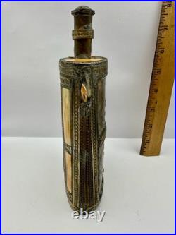 VERY RARE Moroccan Brass Berber Tribal Flask Gunpowder Or Perfume Inlayed