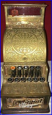 VERY RARE Old Mdl#12 S68602 Fine Scroll National Brass Candy Store Cash Register