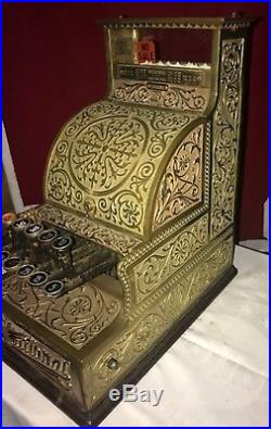 VERY RARE Old Mdl 12 S68602 Fine Scroll National Brass Candy Store Cash Register