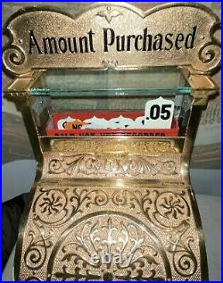 VERY RARE Old Original RESTORED Sm MDL 5 Brass Nat'l Candy Store Cash Register
