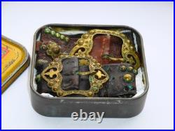 VERY RARE PAIR ANTIQUE GENUINE PIRATE 18th CENTURY BRASS BELT BUCKLES & LEATHER