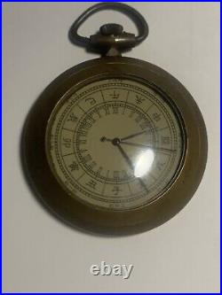 VERY RARE Pocket Watch With Zodiac Dial Heavy Brass Case WORKING