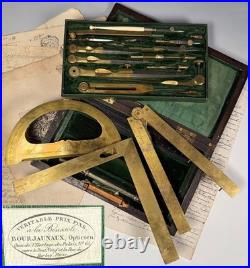 VERY RARE Revolutionary Era French Drafting Instrument Set, Bourjaunaux, c. 1798