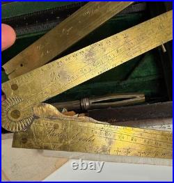 VERY RARE Revolutionary Era French Drafting Instrument Set, Bourjaunaux, c. 1798