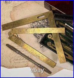 VERY RARE Revolutionary Era French Drafting Instrument Set, Bourjaunaux, c. 1798