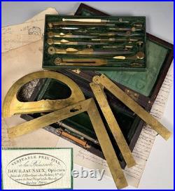 VERY RARE Revolutionary Era French Drafting Instrument Set, Bourjaunaux, c. 1798