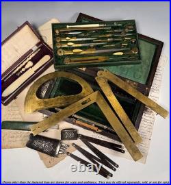 VERY RARE Revolutionary Era French Drafting Instrument Set, Bourjaunaux, c. 1798