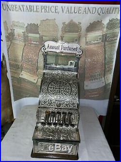 VERY RARE Sm Mdl. # 5 Nickel-Plated Brass National Candy Store Cash Register