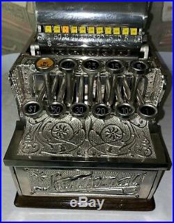 VERY RARE Sm Mdl. # 5 Nickel-Plated Brass National Candy Store Cash Register