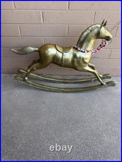 VERY RARE VINTAGE ANTIQUE BRASS ROCKING HORSE LARGE 36x24