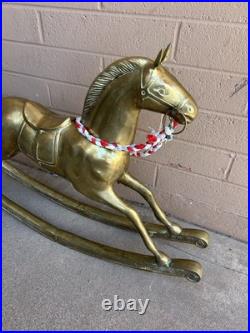 VERY RARE VINTAGE ANTIQUE BRASS ROCKING HORSE LARGE 36x24