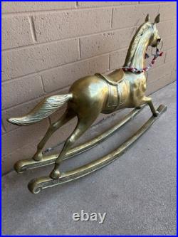 VERY RARE VINTAGE ANTIQUE BRASS ROCKING HORSE LARGE 36x24