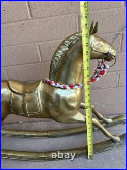 VERY RARE VINTAGE ANTIQUE BRASS ROCKING HORSE LARGE 36x24