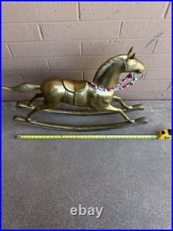 VERY RARE VINTAGE ANTIQUE BRASS ROCKING HORSE LARGE 36x24