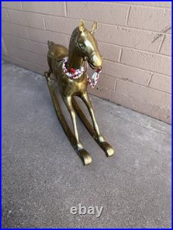 VERY RARE VINTAGE ANTIQUE BRASS ROCKING HORSE LARGE 36x24
