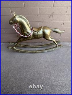VERY RARE VINTAGE ANTIQUE BRASS ROCKING HORSE LARGE 36x24