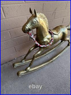 VERY RARE VINTAGE ANTIQUE BRASS ROCKING HORSE LARGE 36x24