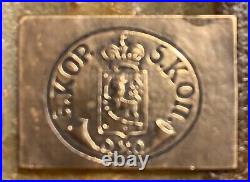 VERY RARE VINTAGE BRASS/BRONZE MATRIX OF 1856 FINLAND 5 & 10 Kop STAMPS, USED g