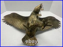 VERY RARE! VINTAGE Solid Brass Eagle Statue WithORIGINAL SCALE OF JUSTICE 23.5