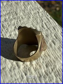 VERY RARE Vintage 1930s-1940s Mexican Biker Brass Ring Size 12 Aztec Chicano Vtg