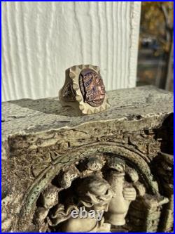 VERY RARE Vintage 1930s-1940s Mexican Biker Brass Ring Size 12 Aztec Chicano Vtg