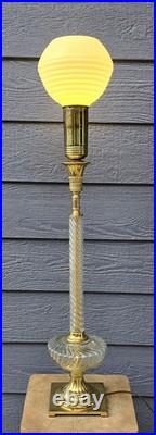 VERY RARE Vintage Antique Lamp Milk Glass Crystal Brass