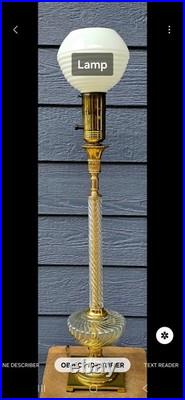 VERY RARE Vintage Antique Lamp Milk Glass Crystal Brass