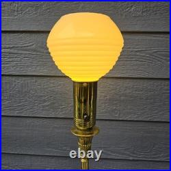 VERY RARE Vintage Antique Lamp Milk Glass Crystal Brass