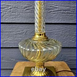 VERY RARE Vintage Antique Lamp Milk Glass Crystal Brass