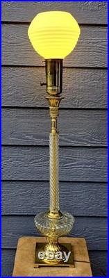 VERY RARE Vintage Antique Lamp Milk Glass Crystal Brass