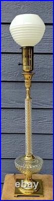 VERY RARE Vintage Antique Lamp Milk Glass Crystal Brass
