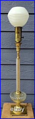 VERY RARE Vintage Antique Lamp Milk Glass Crystal Brass